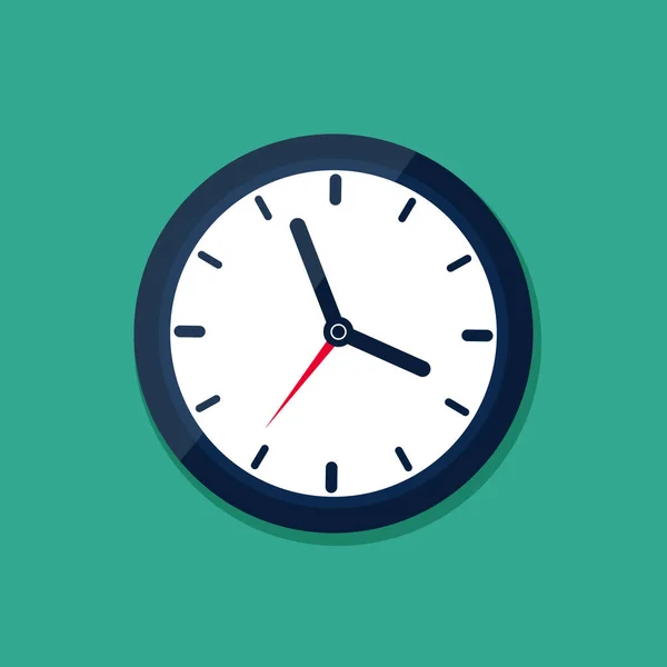 蓝色墙上的扁平时钟图标 时间倒计时的运动 走来走去的手表孤立了 简单的秒表标志 最后期限的概念 早上警钟的标志 矢量说明 — 图库矢量图片