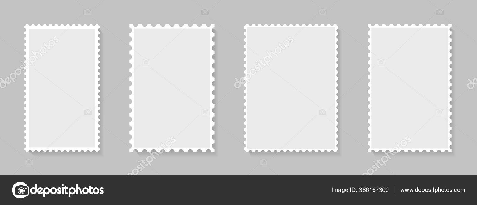 Set Postage stamps template. Blank frame of postal stamp for mail envelope.  Stock Vector