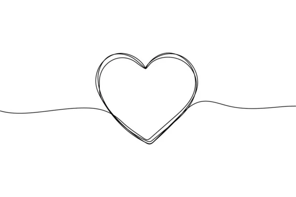 Bosquejo Del Corazón Amor Vectorial Forma Línea Lindo Corazón Doodle — Vector de stock