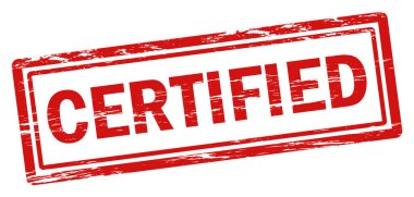 Onaylanmış pul ikonu. Kaliteli ürünün doğrulanmış kırmızı grunge etiketi. Kauçuk damgası kontrol belgesi için test edildi. Onaylama işareti. Promosyon afişi için kaynak kalite notu