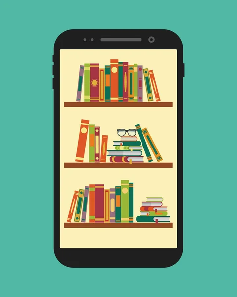 Biblioteca Online Mobile Ebooks Vettoriali Stanno Libreria Applicazione Telefono Concetto — Vettoriale Stock