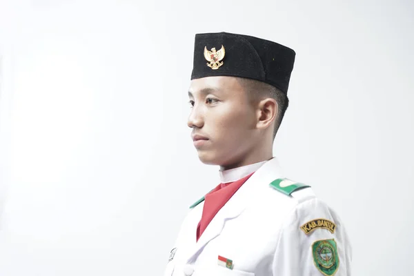 Tutup Foto Pemuda Pasukan Pengibaran Bendera Nasional Indonesia Dewan Paskibraka — Stok Foto