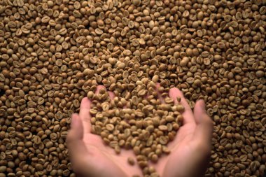 bir el kahve çekirdekleri kusuyor