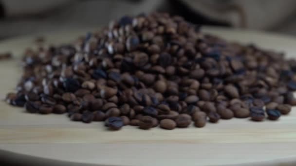 Slow Motion Rotating Roasted Coffee Beans — Stock Video