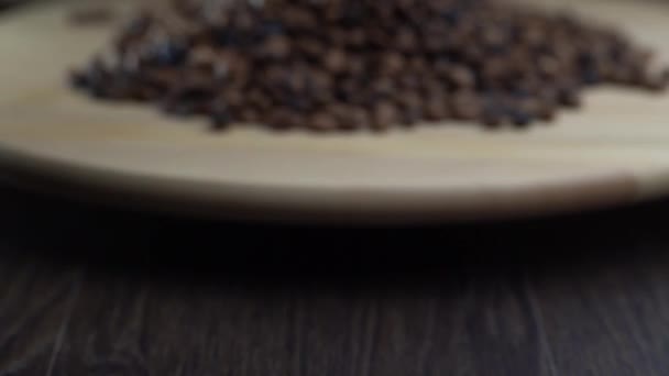 Slow Motion Rotating Roasted Coffee Beans — Stock Video