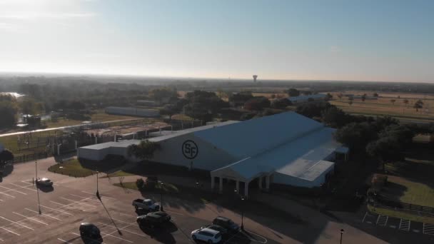 Southfork Ranch Främre Byggnad Flygfoto Över Southfork Ranch Event Center — Stockvideo