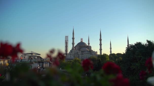 Vue Aérienne Ralenti Mosquée Sultan Ahmed Istanbul Turquie Grande Mosquée — Video