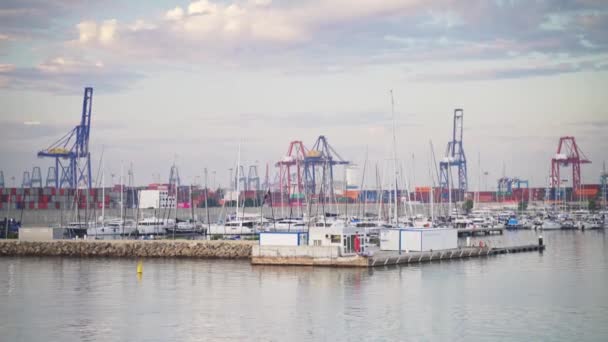 Barcos Motor Lujo Royal Marina Valencia España Algunos Amarrados Otros — Vídeo de stock