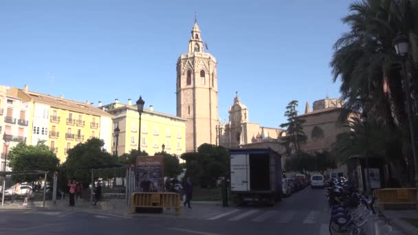 Old Building Cathedral Beautiful Blue Sky Valencia — Stock Video