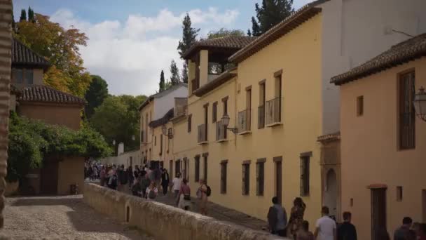 在西班牙安达卢西亚格拉纳达的Alhambra宫殿 有古老的建筑 — 图库视频影像