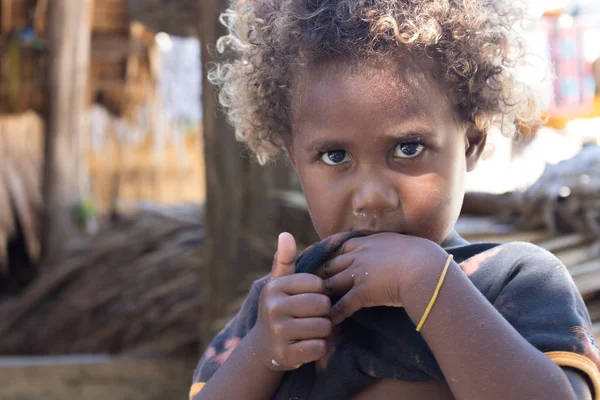 Portrait of melanesian kid in Santa Ana. — Stock Photo, Image