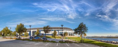 Molde, Norveç-Ağustos 31, 2018: aker Stadion, Molde limanında bir futbol stadyumu, Norveç panoramik görünümü.