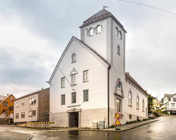 Budynek Frimurerlogen z Masonic Lodge of Harstad, Norwegia. — Zdjęcie stockowe