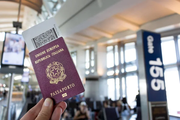 European passport and boarding pass