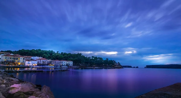 Panoramic View Waterfront Pylos Evening Blu Hour Greece — Stock Photo, Image