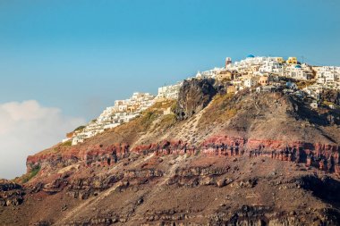 Panoramic view of the city of Thira in Santorini, Geece.
