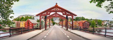 Panorama of the Old Town Bridge or Gamle Bybro of Trondheim, Nor clipart