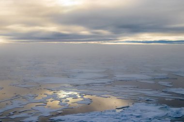 Svalbard'dan kuzeye 82 41.01 derece kuzeyde buz kenarı.