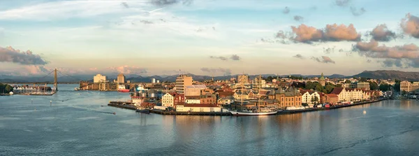 Panoramiczny Widok Port Przystań Centrum Miasta Stavanger Norwegia — Zdjęcie stockowe