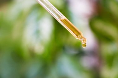Sıvı bir damla dökülen damlalık.