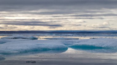Peel Sound üzerinde Buzul lagün ve buzdağları, Kanada'da Northwest Passage Galler adasında Prince of Wales adasında bulunan bir su yolu.