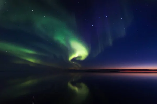 Luci Boreali Settentrionali Mare Lady Richardson Bay Victoria Island Passaggio — Foto Stock