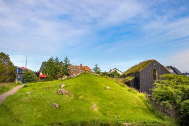 Torshavn, Faroe Adalarındaki Vidarlundin Parkı.