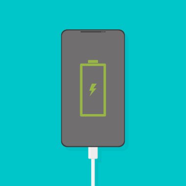 mavi arka planda gölge ile telefon şarj