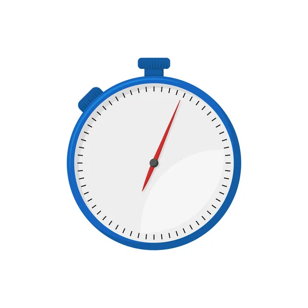 Blauwe stopwatch op een witte achtergrond, platte stijl — Stockvector