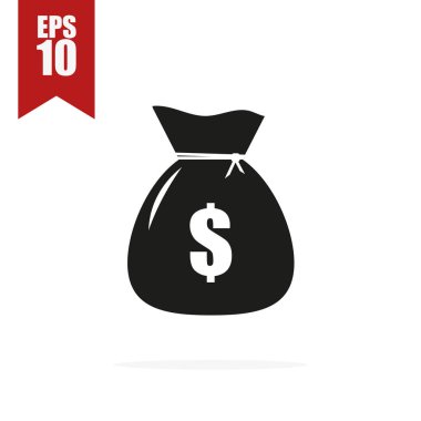 gölge ile para çantası simgesi, vektör illüstrasyon