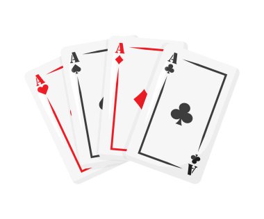 düz tarzda kart poker seti, vektör