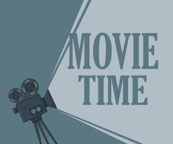 Retro cinema icon with text in flat style