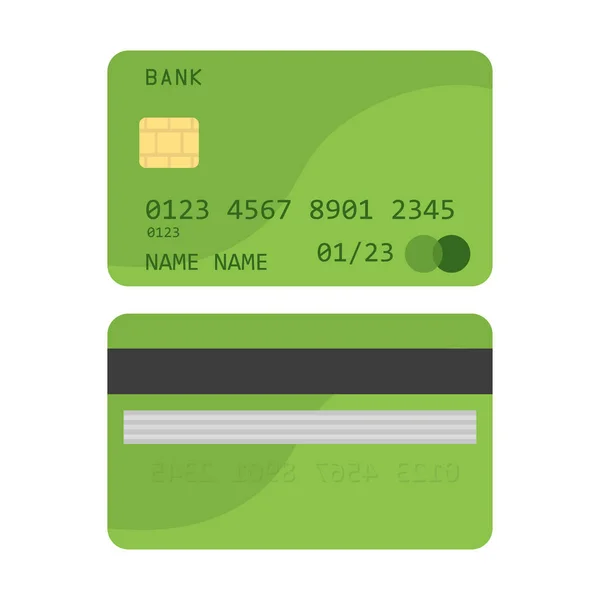 Πράσινη τραπεζική κάρτα σε επίπεδη στυλ, διάνυσμα — Διανυσματικό Αρχείο