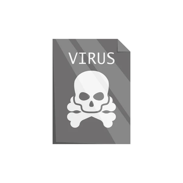 Document virus noir avec crâne et os — Image vectorielle