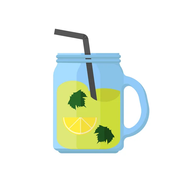 Pot de maçon avec thé et citron — Image vectorielle