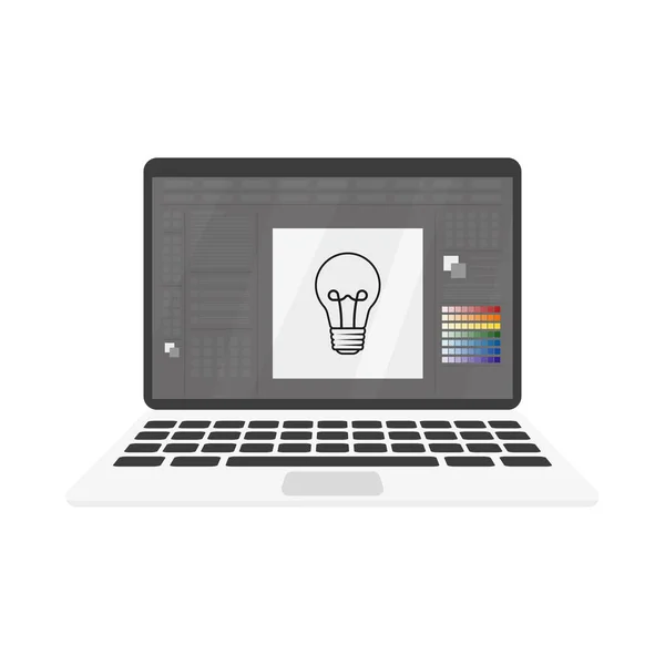 Aplicação para design gráfico em um laptop — Vetor de Stock