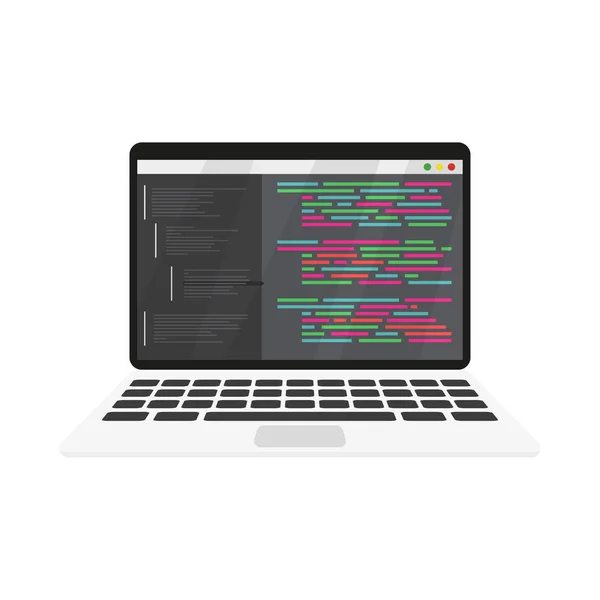 Codificação de trabalho e programação em um laptop — Vetor de Stock