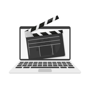 beyaz arka planda dizüstü sinema clapperboard