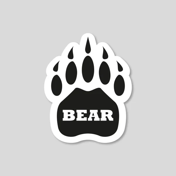Autocollant avec ombre empreinte ours sur fond gris — Image vectorielle