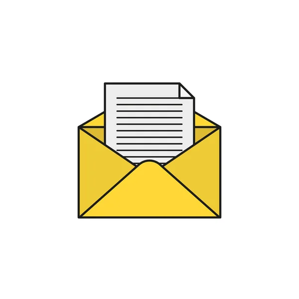 Gekleurd pictogram open brief envelop in platte — Stockvector