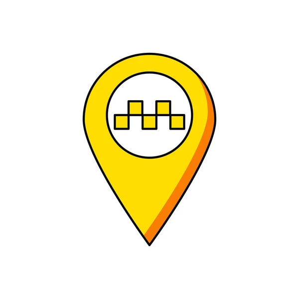 Color icono puntero etiqueta taxi ubicación, vector — Vector de stock