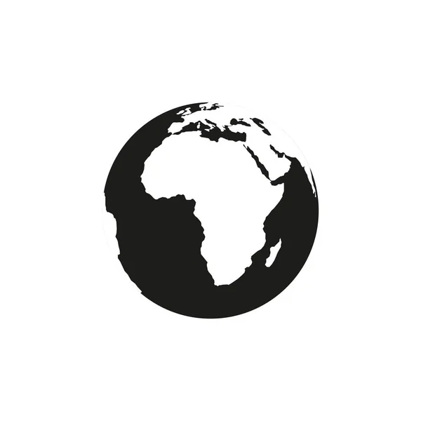 Schwarzer weißer Planet Erde Symbol, Vektorillustration — Stockvektor