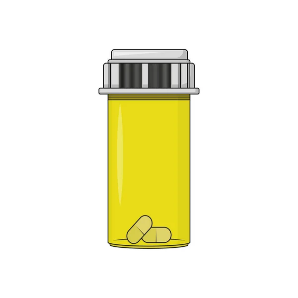 Botol obat dengan obat di flat - Stok Vektor
