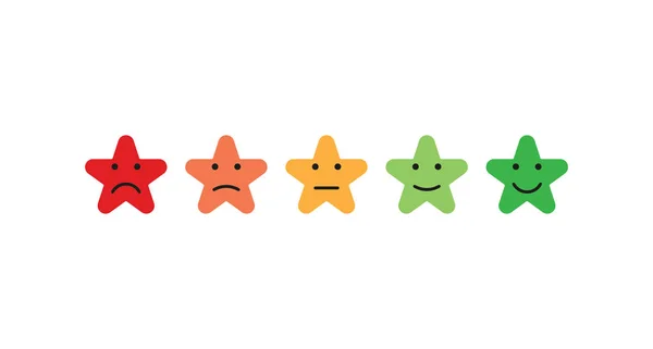 Estrellas emociones clasificación diferentes colores en plano — Vector de stock