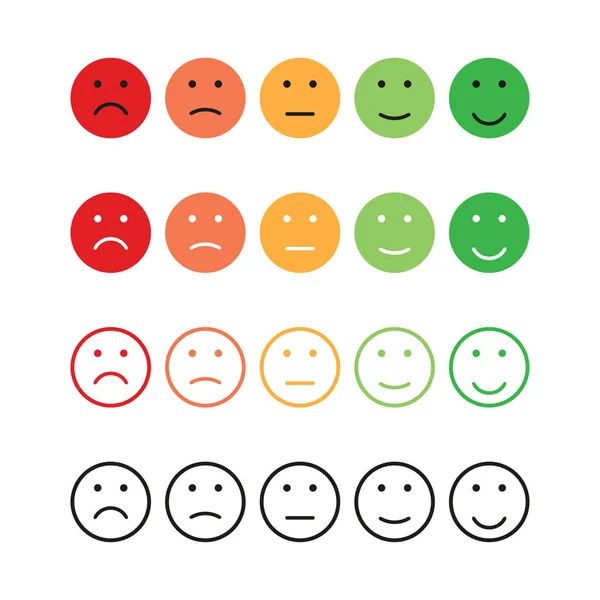 Definir emoções classificação cores diferentes em plano — Vetor de Stock