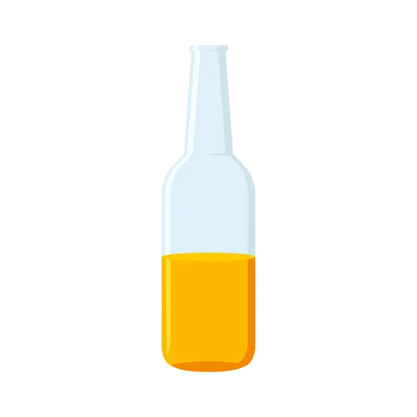 Glazen fles met jus d'orange in platte — Stockvector