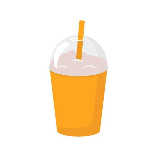 Milkshake en verre orange dans un style plat — Image vectorielle