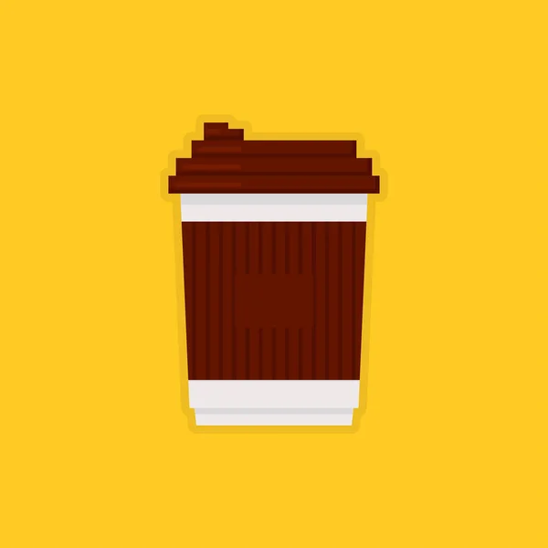 Café brun tasse en papier sur fond jaune — Image vectorielle