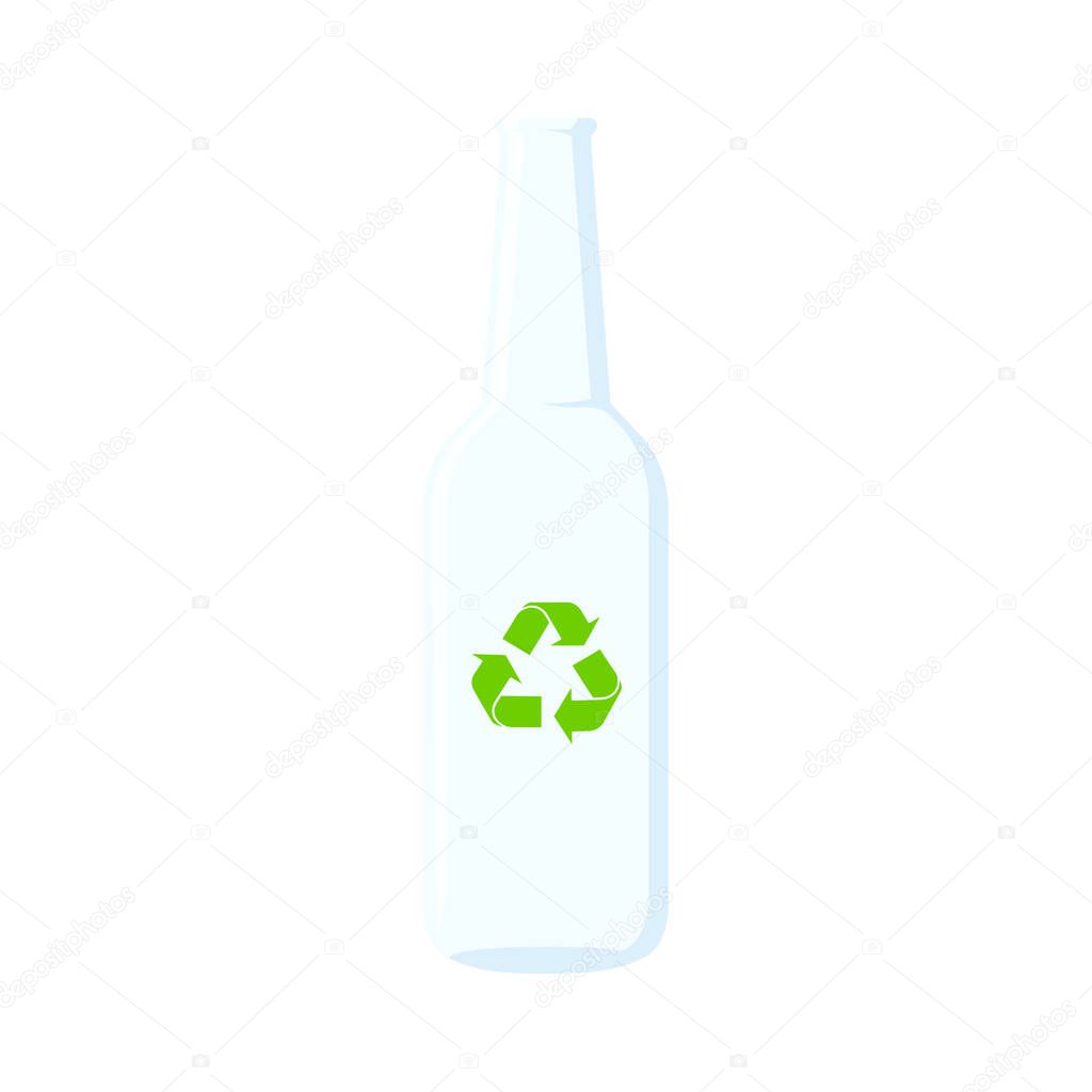 eco glass bottle in flat style, vector