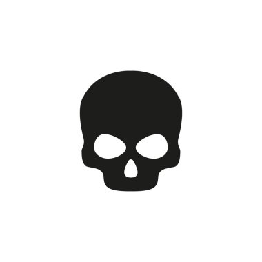 Beyaz arka plan üzerinde kafatası siyah simge, vektör